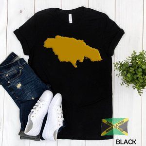 Gold Glossy Jamaica Map Shirt, Fits Men and Women